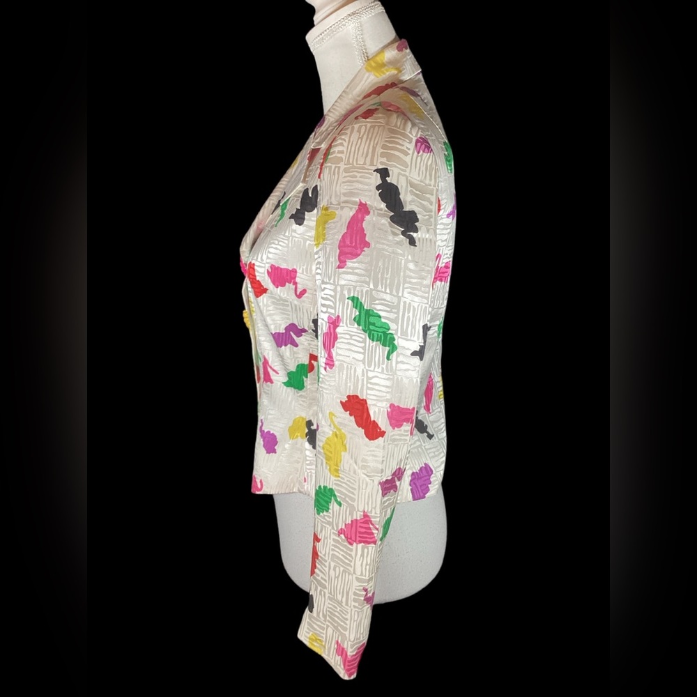 Vintage 80’s David Hayes Silk Abstract Blazer. B30 - Picture 6 of 15